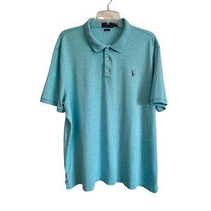 Polo Ralph Lauren Mens XL Classic Fit Short Sleeve Polo Shirt Heather Light Blue